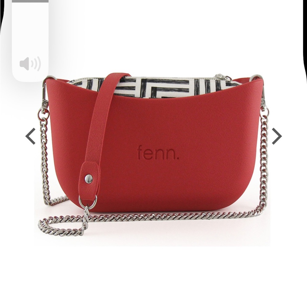 Red Crossbody Bag with Chain Strap and Silver Hardware